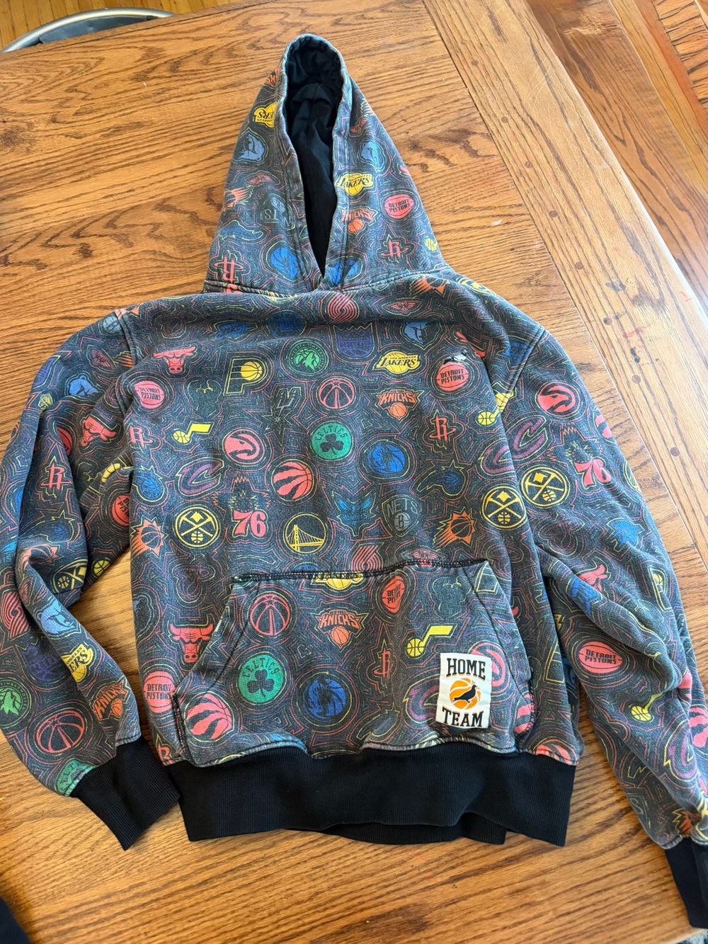 NBA mens Multicolor Logo Hoodie Pullover - Black Trim